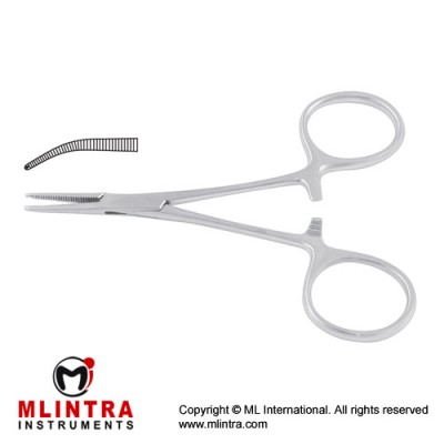 Micro-Mosquito Haemostatic Forcep Curved - 1 x 2 Teeth Stainless Steel, 10 cm - 4" 